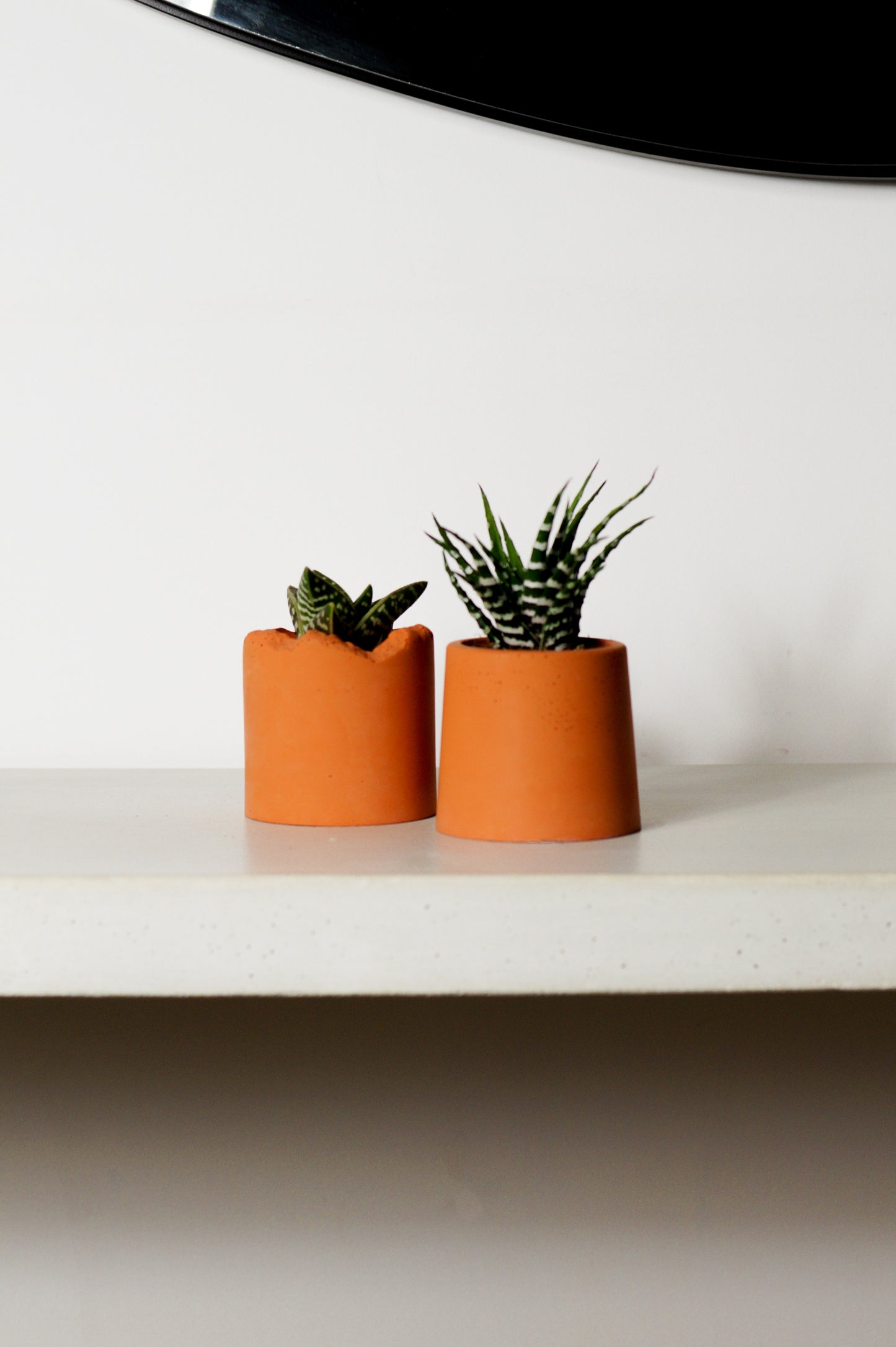 Terracotta colored concrete plant pots - DUO